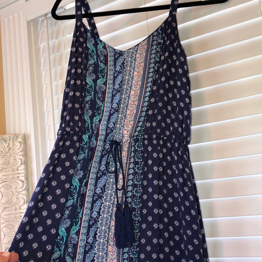 Blue Printed Maxi Dress - Picture 4 of 6